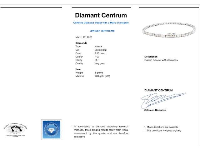 Witgouden armband 3.50 carat diamanten - afbeelding 3 van  9