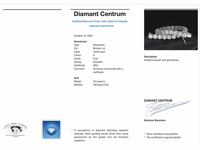 Witgouden armband briljant 18.00 ct - afbeelding 3 van  9
