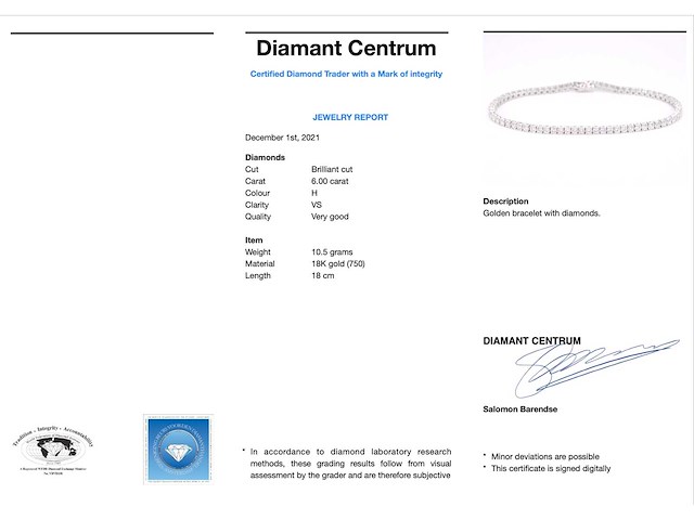 Witgouden armband briljant 6.00 ct - afbeelding 2 van  10