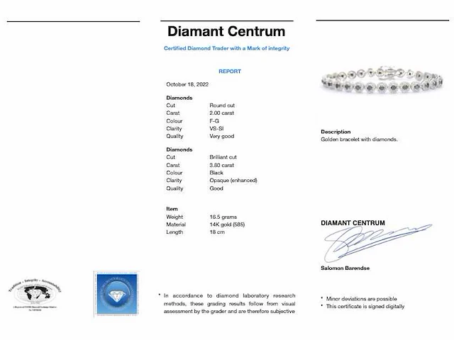 Witgouden armband diamant briljant - afbeelding 7 van  7