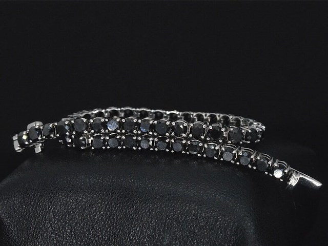 Witgouden armband met 15.00 carat zwarte briljant geslepen diamanten - afbeelding 1 van  9