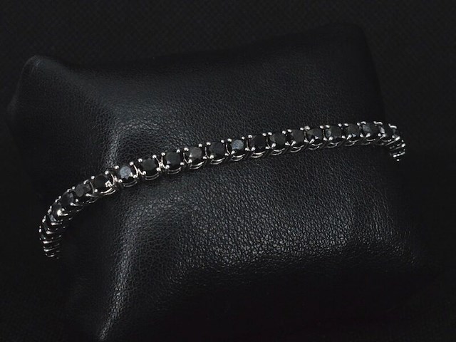 Witgouden armband met 15.00 carat zwarte briljant geslepen diamanten - afbeelding 3 van  9