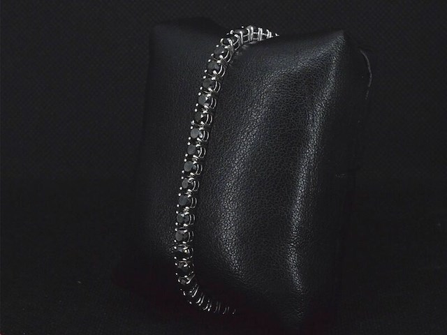 Witgouden armband met 15.00 carat zwarte briljant geslepen diamanten - afbeelding 4 van  9