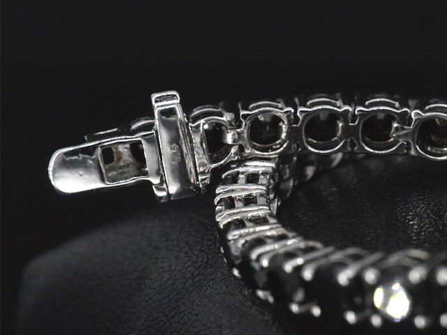 Witgouden armband met 15.00 carat zwarte briljant geslepen diamanten - afbeelding 9 van  9