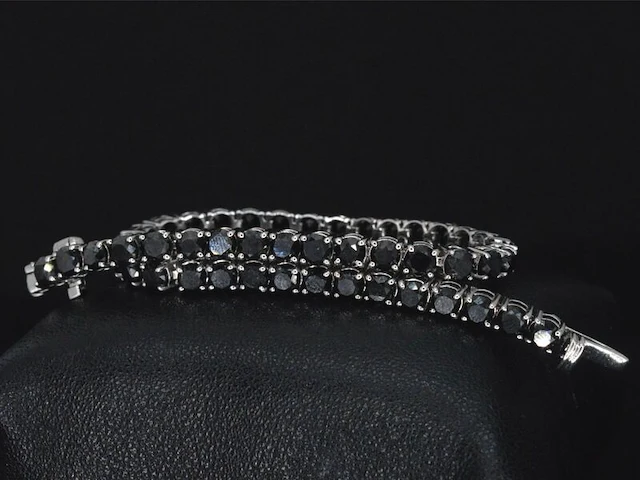 Witgouden armband met 15.00 carat zwarte briljant geslepen diamanten - afbeelding 1 van  11