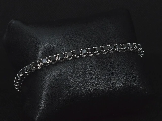 Witgouden armband met 15.00 carat zwarte briljant geslepen diamanten - afbeelding 5 van  11