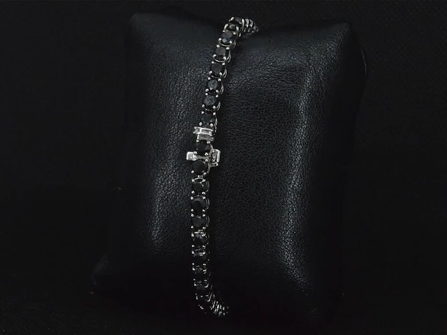 Witgouden armband met 15.00 carat zwarte briljant geslepen diamanten - afbeelding 7 van  11