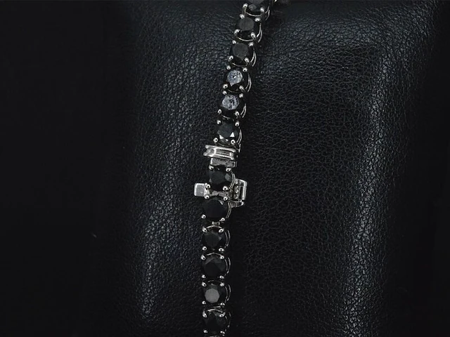 Witgouden armband met 15.00 carat zwarte briljant geslepen diamanten - afbeelding 8 van  11