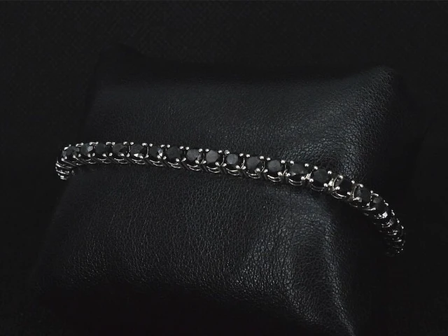Witgouden armband met 15.00 carat zwarte briljant geslepen diamanten - afbeelding 9 van  11