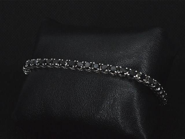 Witgouden armband met 16.00 carat zwarte briljant geslepen diamanten - afbeelding 9 van  11