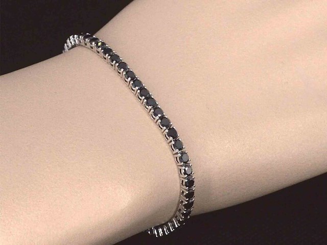 Witgouden armband met 7.00 carat zwarte briljant geslepen diamanten - afbeelding 2 van  8