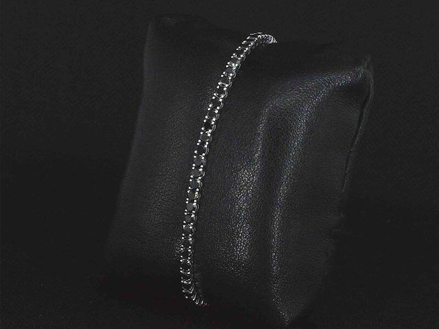 Witgouden armband met 7.00 carat zwarte briljant geslepen diamanten - afbeelding 4 van  8