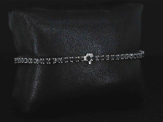 Witgouden armband met 7.00 carat zwarte briljant geslepen diamanten - afbeelding 5 van  8
