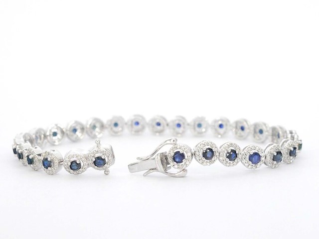 Witgouden armband met diamanten en saffieren 6.20 carat - afbeelding 4 van  8