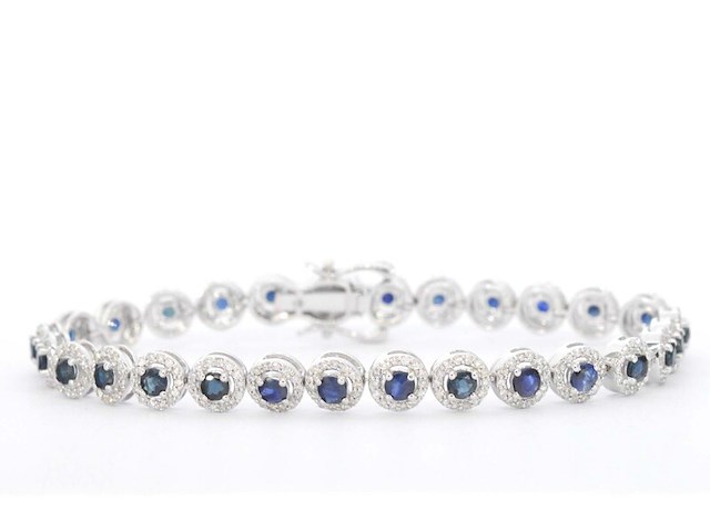 Witgouden armband met diamanten en saffieren 6.20 carat - afbeelding 1 van  8