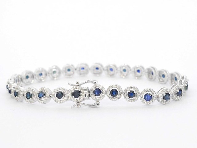 Witgouden armband met diamanten en saffieren 6.20 carat - afbeelding 3 van  8