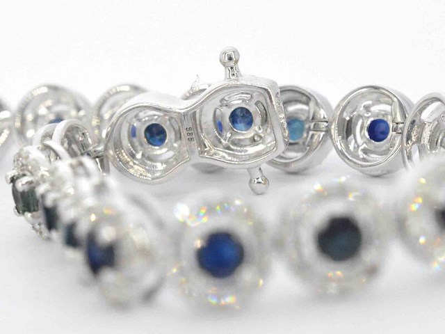 Witgouden armband met diamanten en saffieren 6.20 carat - afbeelding 6 van  8