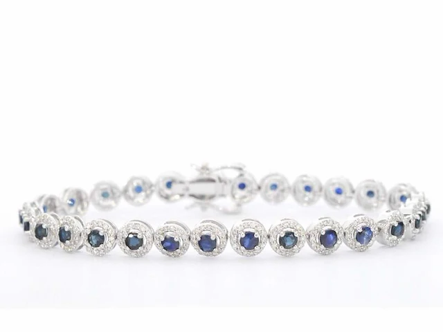 Witgouden armband met diamanten en saffieren 6.20 carat - afbeelding 1 van  8