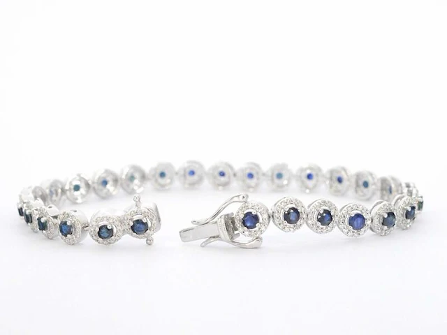 Witgouden armband met diamanten en saffieren 6.20 carat - afbeelding 4 van  8