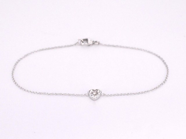 Witgouden armband met diamanten hartje 0.10 carat - afbeelding 1 van  6