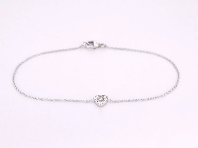 Witgouden armband met diamanten hartje 0.10 carat - afbeelding 1 van  8
