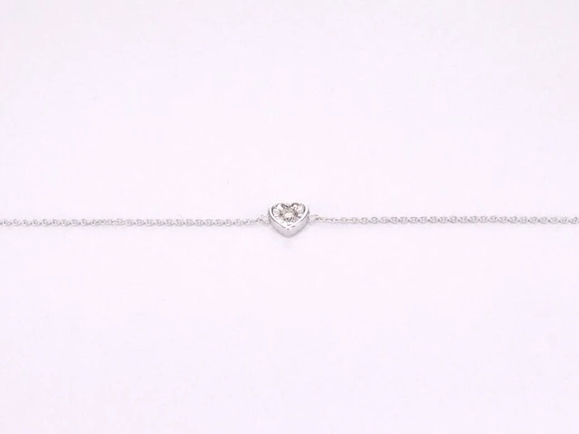 Witgouden armband met diamanten hartje 0.10 carat - afbeelding 5 van  8