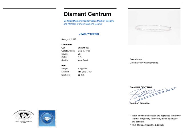 Witgouden armband met diamanten - afbeelding 4 van  10