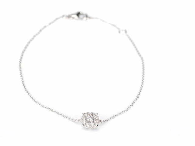 Witgouden armband met een diamanten bedel - afbeelding 1 van  6