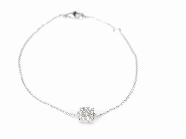 Witgouden armband met een diamanten bedel - afbeelding 1 van  6