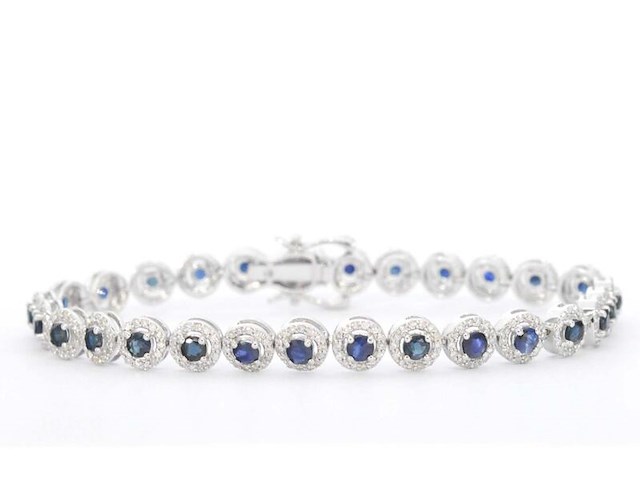 Witgouden armband met natuurlijke diamanten en saffieren 6.20 carat - afbeelding 1 van  8