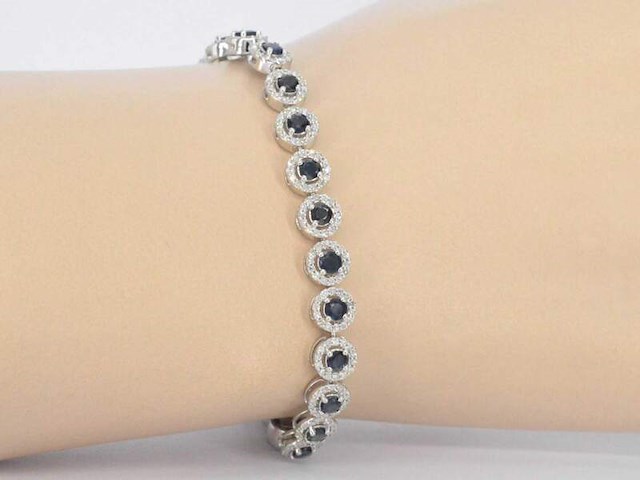 Witgouden armband met natuurlijke diamanten en saffieren 6.20 carat - afbeelding 2 van  8