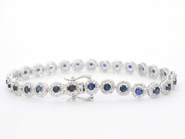 Witgouden armband met natuurlijke diamanten en saffieren 6.20 carat - afbeelding 3 van  8