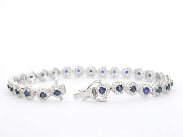 Witgouden armband met natuurlijke diamanten en saffieren 6.20 carat - afbeelding 4 van  8
