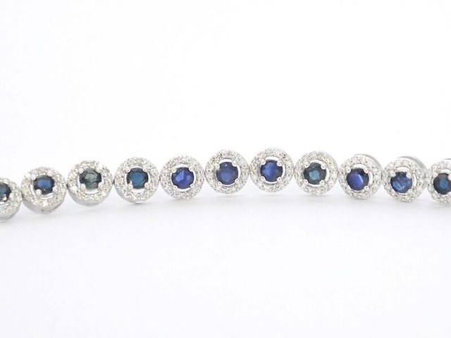 Witgouden armband met natuurlijke diamanten en saffieren 6.20 carat - afbeelding 5 van  8