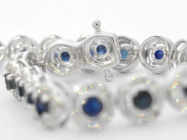 Witgouden armband met natuurlijke diamanten en saffieren 6.20 carat - afbeelding 6 van  8