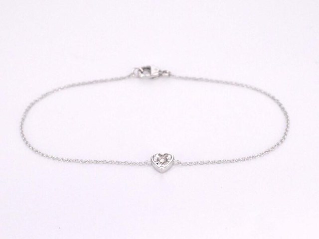 Witgouden armband met natuurlijke diamanten hartje 0.10 carat - afbeelding 1 van  8
