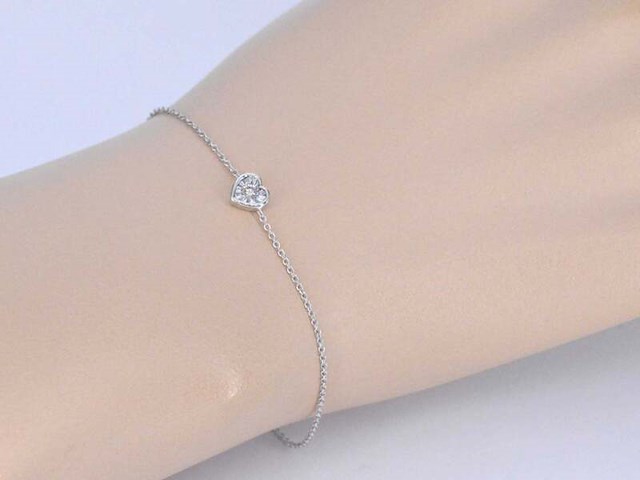 Witgouden armband met natuurlijke diamanten hartje 0.10 carat - afbeelding 2 van  8