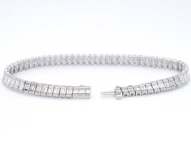 Witgouden armband met volledig gezet met diamanten 4.50 carat - afbeelding 4 van  9