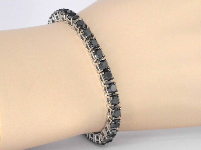 Witgouden armband met zwarte diamanten 21.00 carat - afbeelding 2 van  7