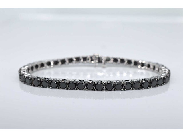 Witgouden armband met zwarte diamanten - afbeelding 1 van  6