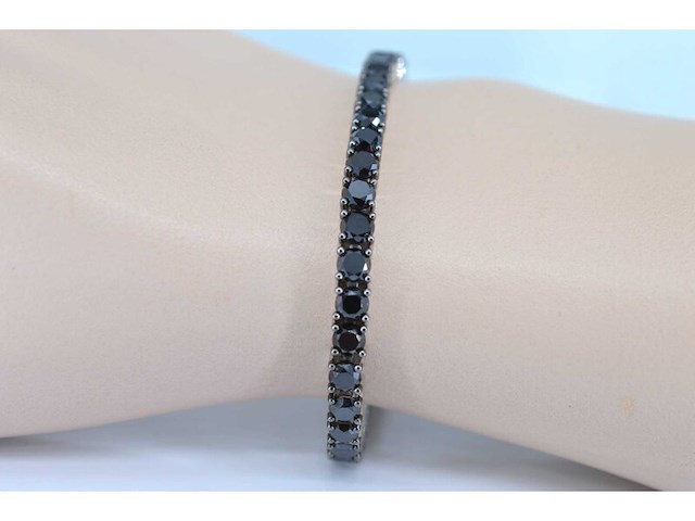 Witgouden armband met zwarte diamanten - afbeelding 2 van  7
