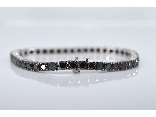 Witgouden armband met zwarte diamanten - afbeelding 3 van  7
