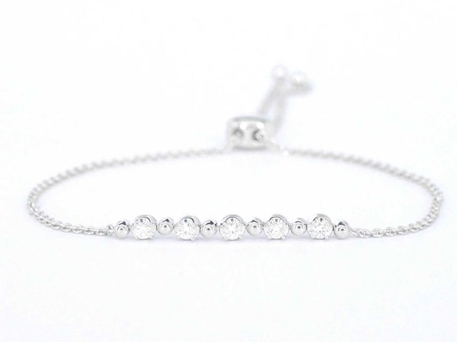 Witgouden armband natuurlijke diamanten - afbeelding 1 van  7