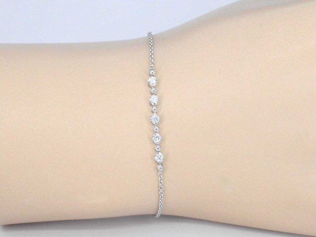Witgouden armband natuurlijke diamanten - afbeelding 2 van  7