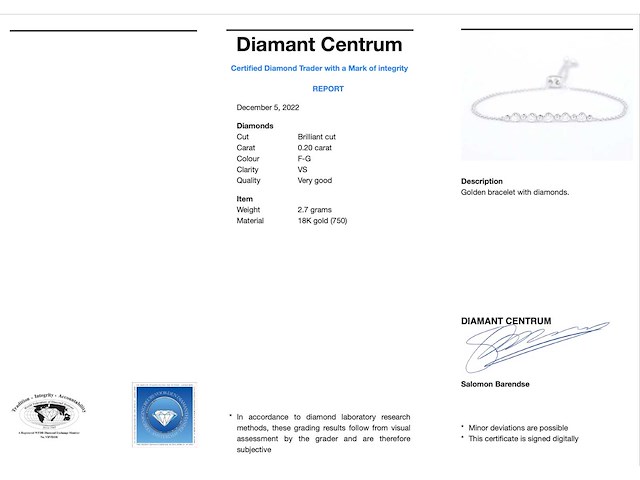 Witgouden armband natuurlijke diamanten - afbeelding 3 van  7