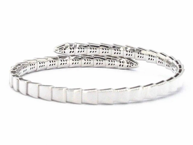Witgouden armband van serpent model met natuurlijke diamanten - afbeelding 6 van  6