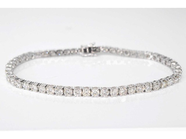 Witgouden armband vol met briljant geslepen diamanten 5.40 carat - afbeelding 1 van  8