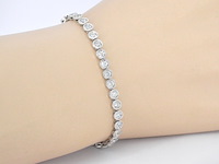 Witgouden armband vol met diamanten gezet - afbeelding 2 van  9