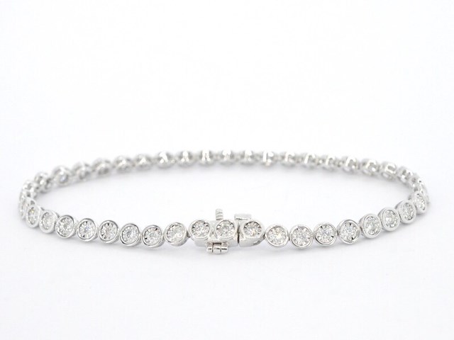 Witgouden armband vol met diamanten gezet - afbeelding 3 van  9