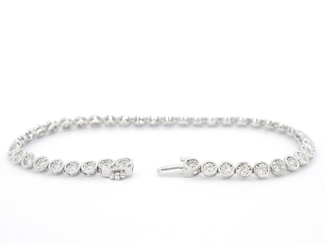 Witgouden armband vol met diamanten gezet - afbeelding 4 van  9